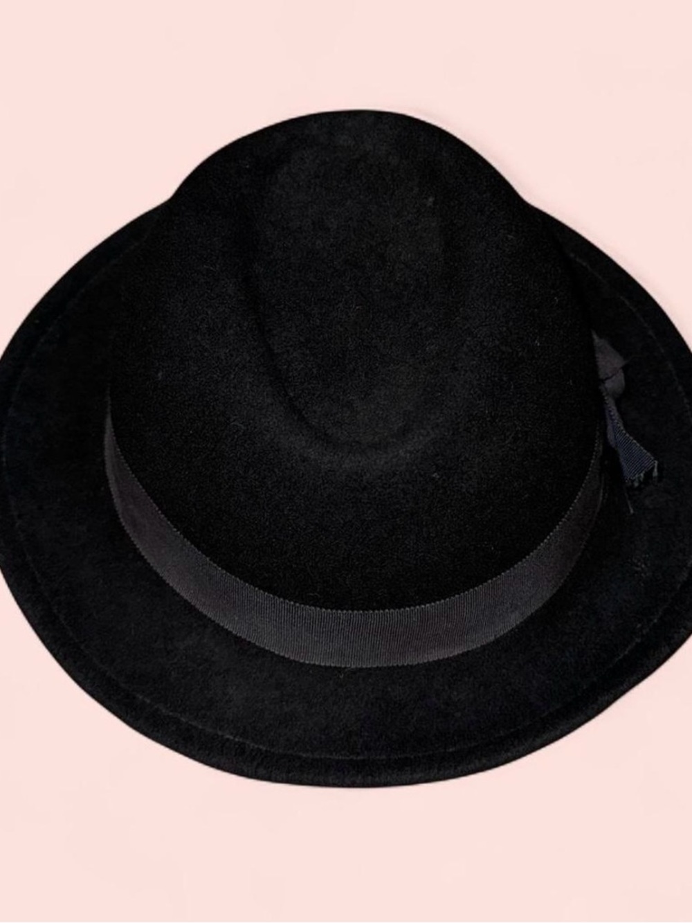 Vintage Street Smart by Betmar Women’s Black Wool Felt Fedora Hat Ribbon Trim